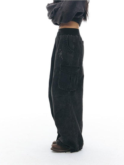 NAPSNAPS Stonewash Embroidered High Waist Women&