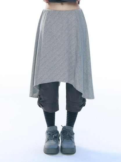 NAPSNAPS Striped Asymmetric Layered Knit Elastic Waist Women&