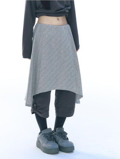 NAPSNAPS Striped Asymmetric Layered Knit Elastic Waist Women&