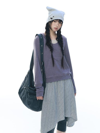 NAPSNAPS Striped Asymmetric Layered Knit Elastic Waist Women&