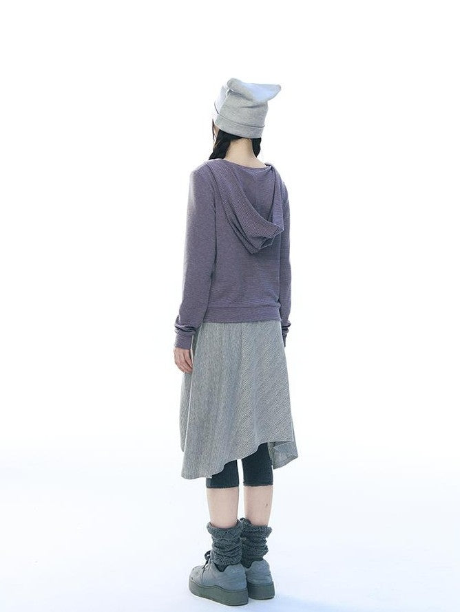 NAPSNAPS Striped Asymmetric Layered Knit Elastic Waist Women&