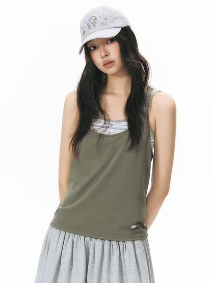 NAPSNAPS Striped Button Halter Detachable Straps Women&