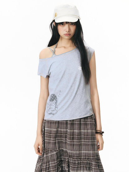 NAPSNAPS Striped Button Halter Detachable Straps Women&