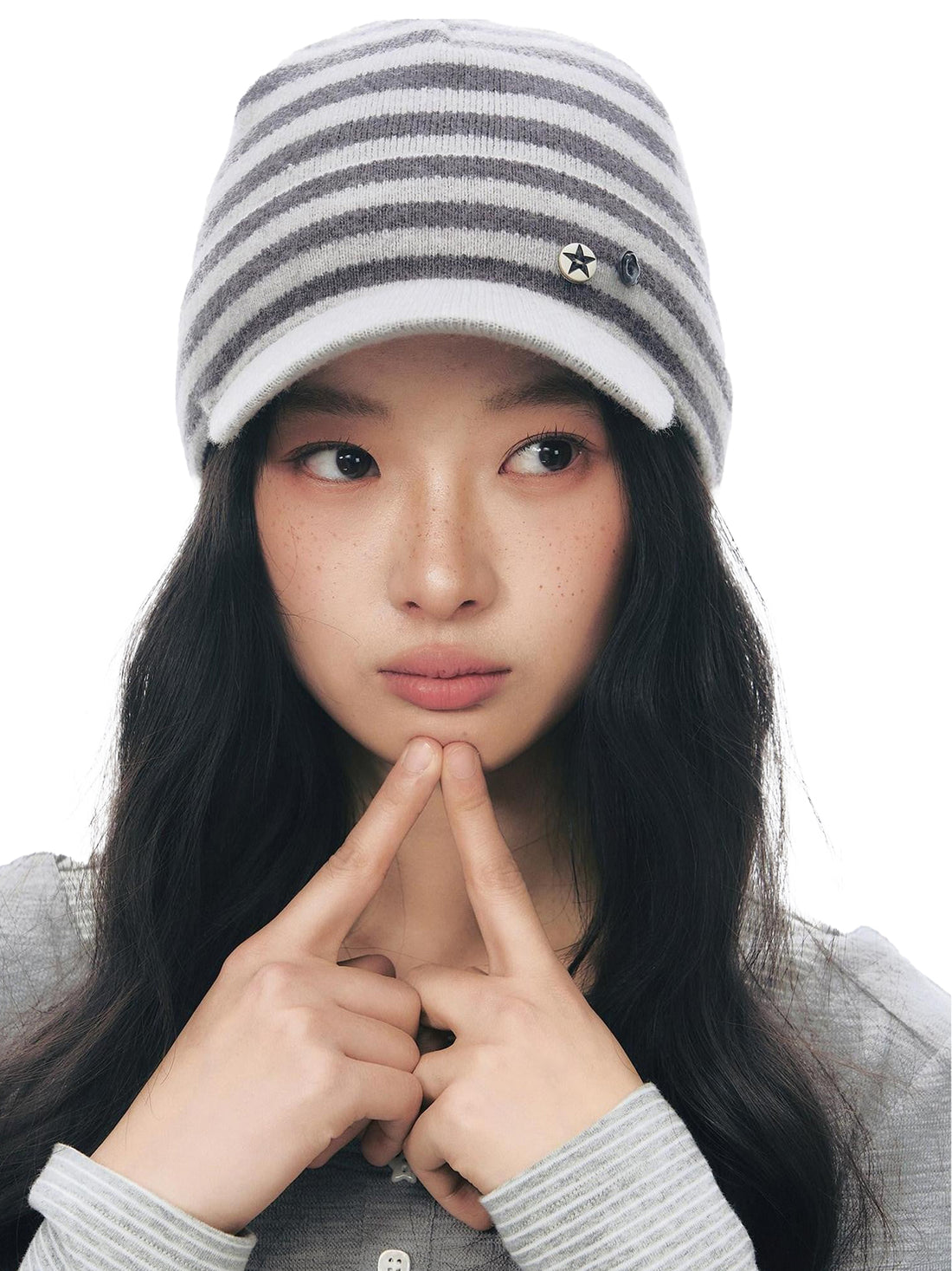NAPSNAPS Striped Button Knit Duckbill Women&
