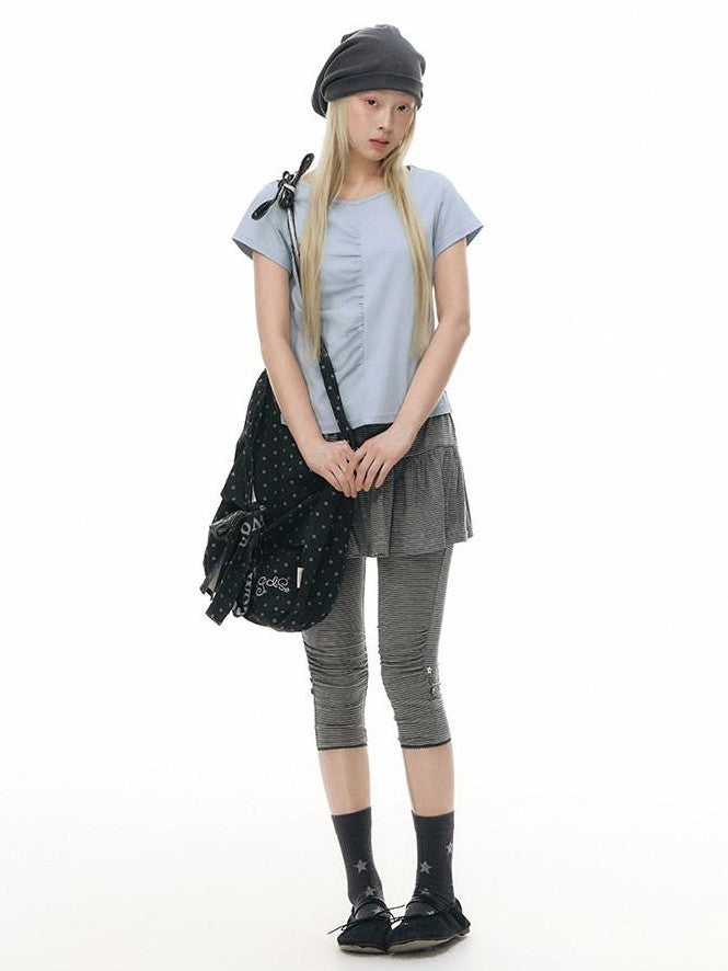 NAPSNAPS Striped Buttoned Pleated Slim Women&