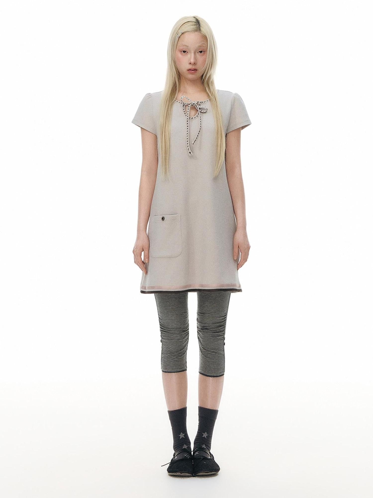 NAPSNAPS Striped Buttoned Pleated Slim Women&