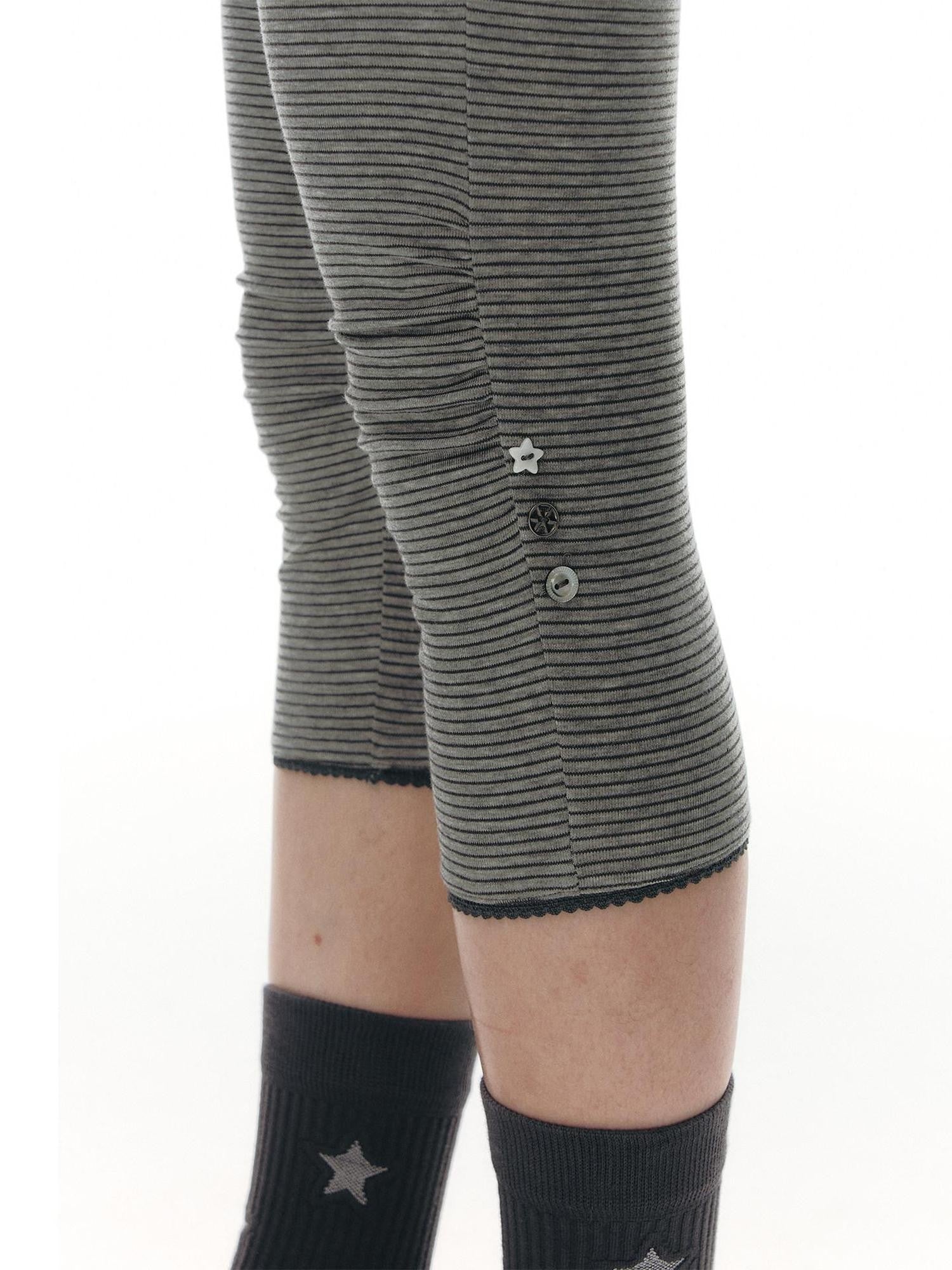 NAPSNAPS Striped Buttoned Pleated Slim Women&