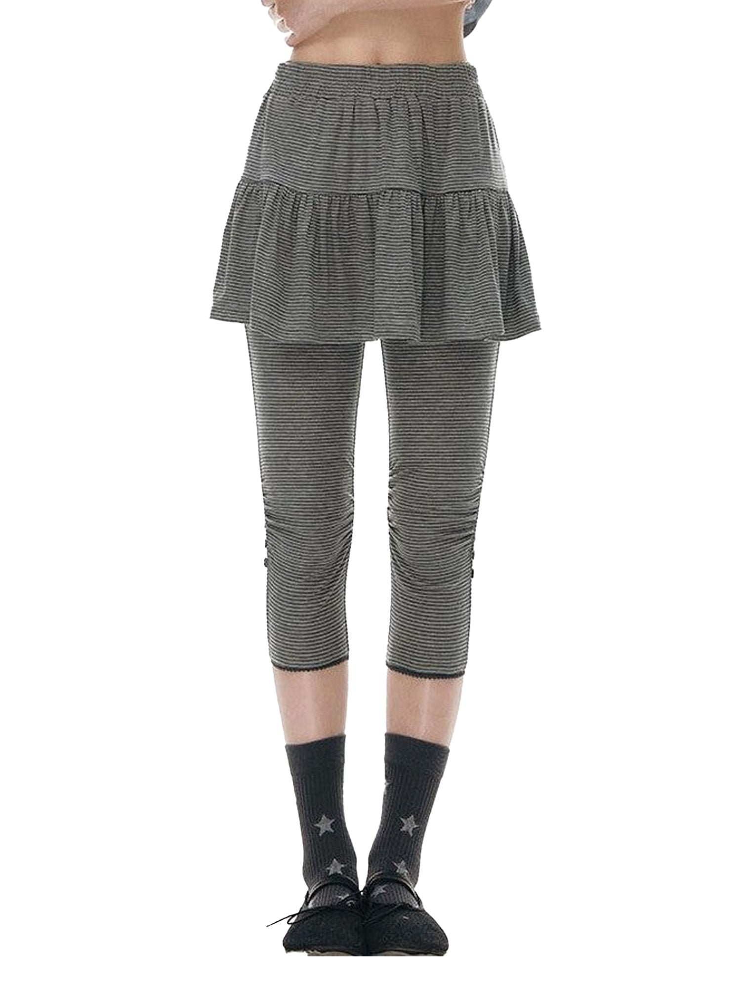 NAPSNAPS Striped Buttoned Pleated Slim Women&