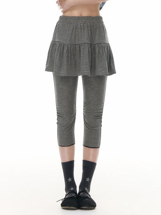 NAPSNAPS Striped Buttoned Pleated Slim Women&
