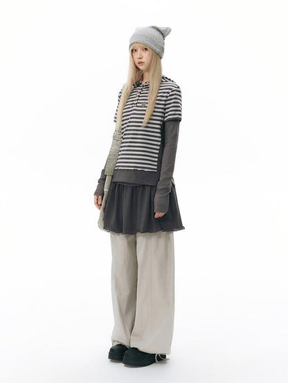 NAPSNAPS Striped Contrast Hooded Knit Women&