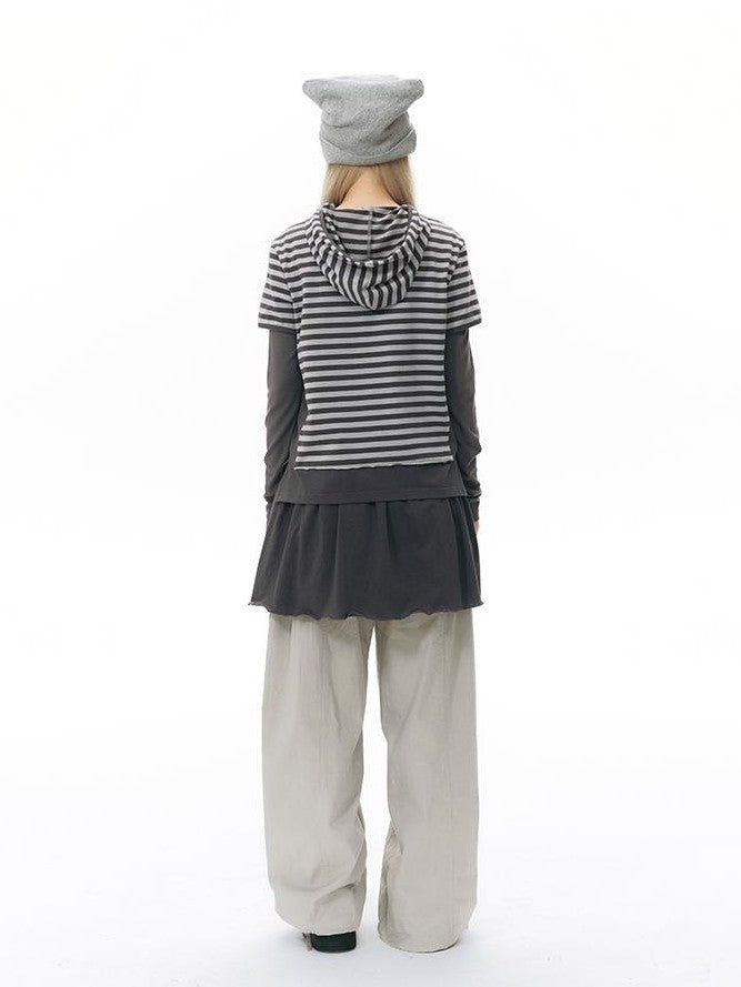 NAPSNAPS Striped Contrast Hooded Knit Women&