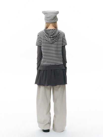 NAPSNAPS Striped Contrast Hooded Knit Women&
