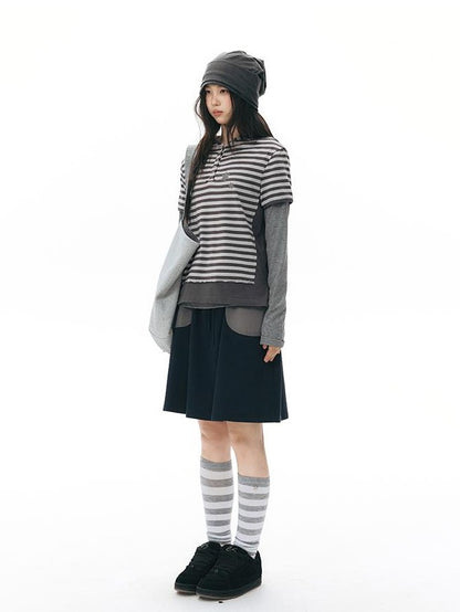 NAPSNAPS Striped Contrast Hooded Knit Women&