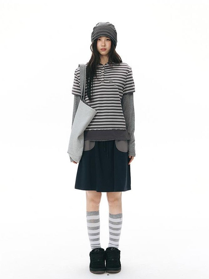 NAPSNAPS Striped Contrast Hooded Knit Women&