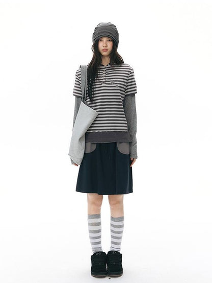NAPSNAPS Striped Contrast Hooded Knit Women&