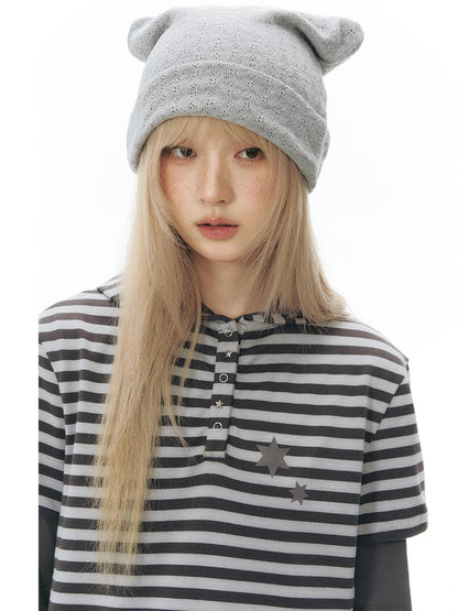 NAPSNAPS Striped Contrast Hooded Knit Women&