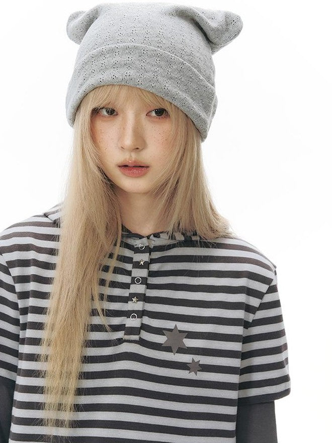 NAPSNAPS Striped Contrast Hooded Knit Women&