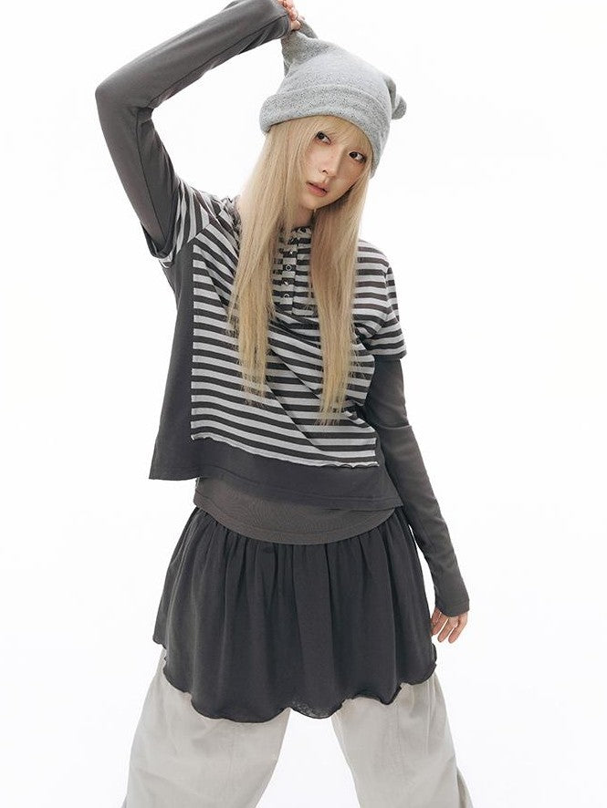 NAPSNAPS Striped Contrast Hooded Knit Women&