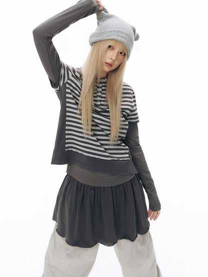 NAPSNAPS Striped Contrast Hooded Knit Women&