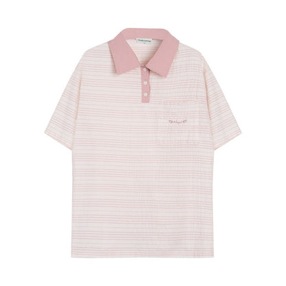 NAPSNAPS_Striped_Embroidered_Spliced_Polo_Collar_Women&