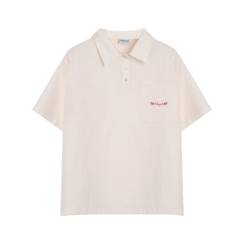 NAPSNAPS_Striped_Embroidered_Spliced_Polo_Collar_Women&