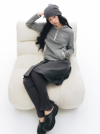 NAPSNAPS Striped Hooded Embroidered Patchwork Women&