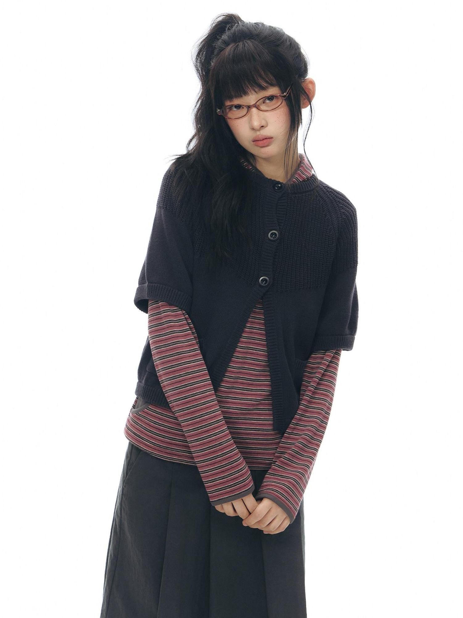 NAPSNAPS Striped Hooded Embroidered Patchwork Women&