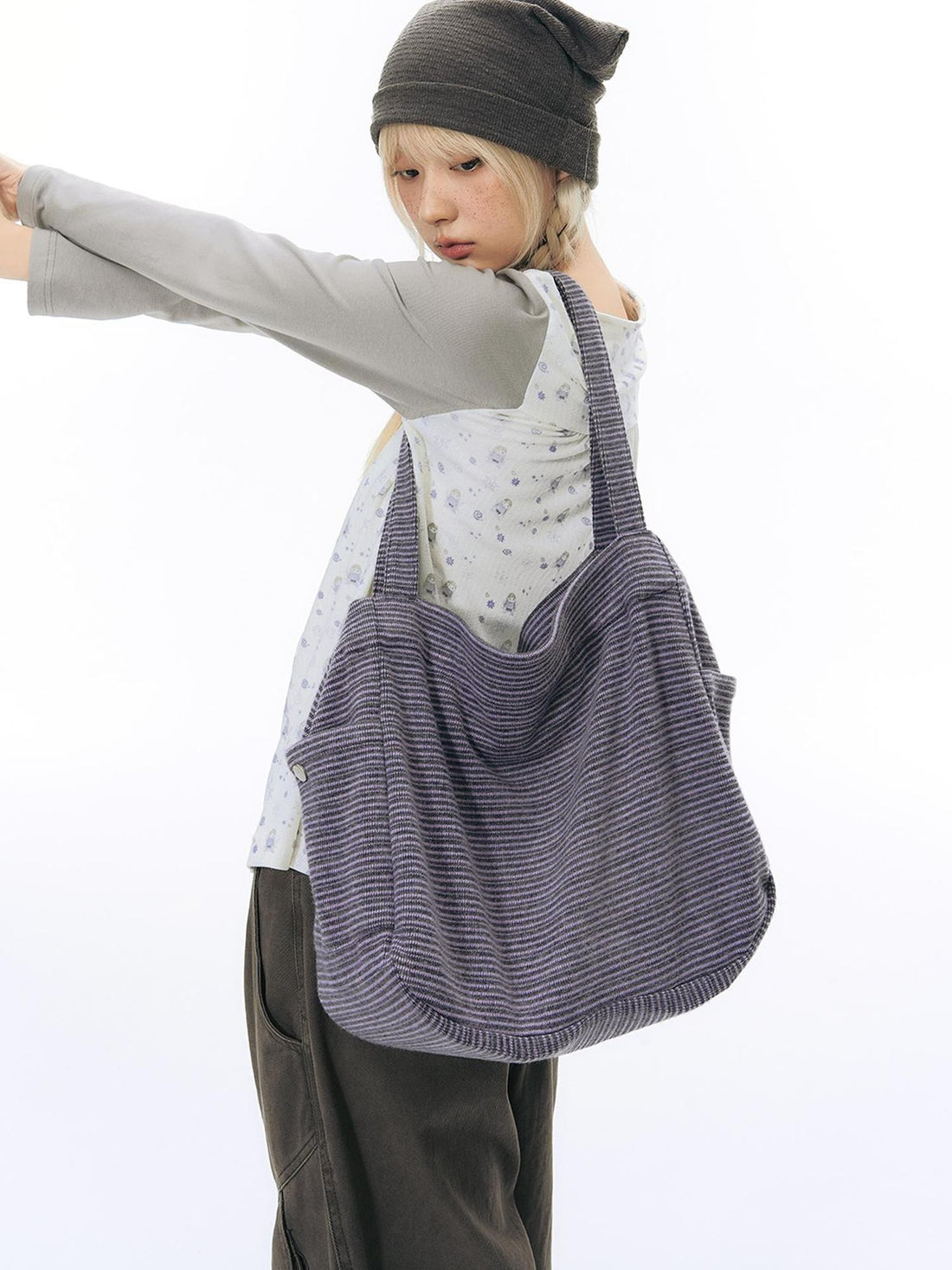 NAPSNAPS Striped Knit Single Shoulder Women&