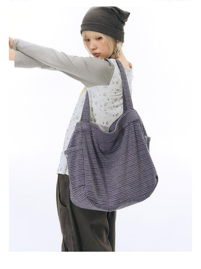 NAPSNAPS Striped Knit Single Shoulder Women&