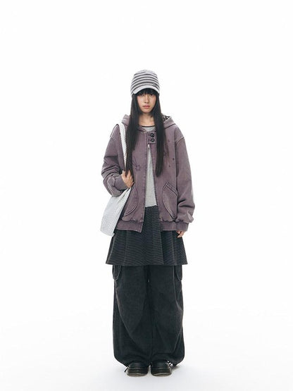 NAPSNAPS Striped Knitted Button Closure Flat Brim Women&