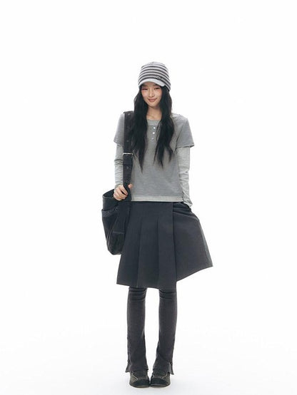 NAPSNAPS Striped Knitted Button Closure Flat Brim Women&