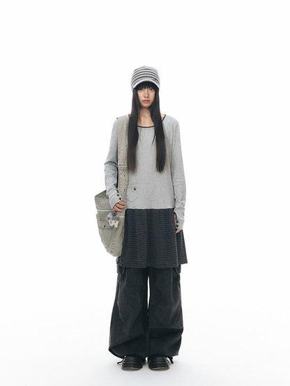 NAPSNAPS Striped Knitted Button Closure Flat Brim Women&