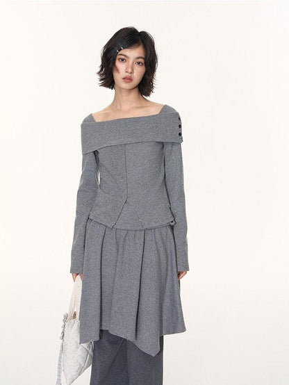 NAPSNAPS Striped One Shoulder Spliced Embroidery Women&