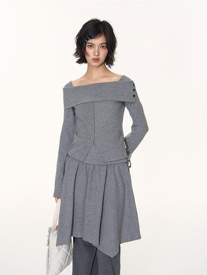 NAPSNAPS Striped One Shoulder Spliced Embroidery Women&
