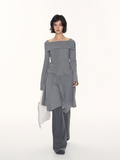 NAPSNAPS Striped One Shoulder Spliced Embroidery Women&