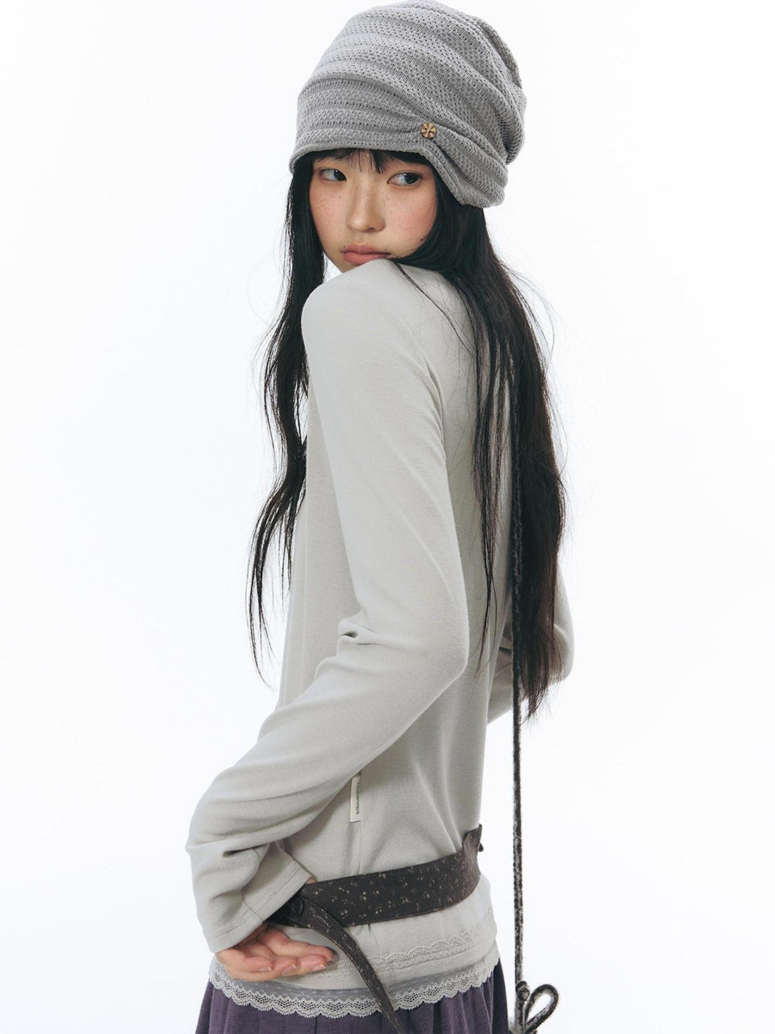 NAPSNAPS Striped Reversible Knit Round Top Foldable Cotton Women&