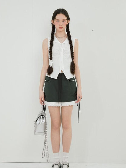 NAPSNAPS Striped Sailor Collar Shirred Waist Women&