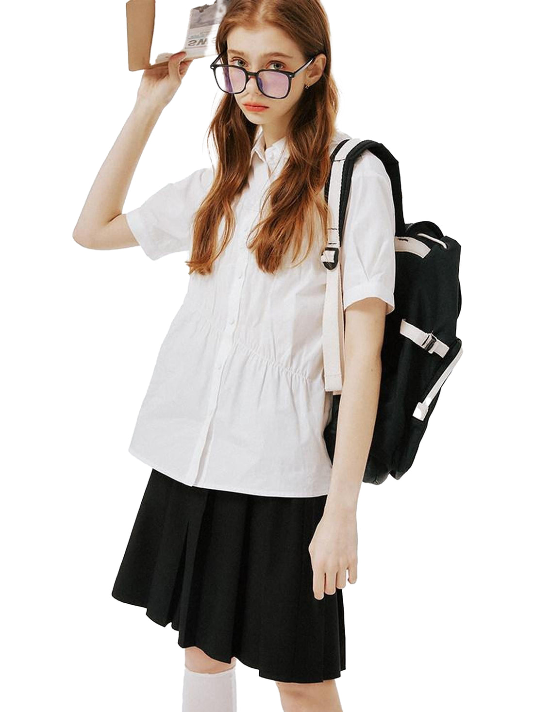 NAPSNAPS Sweet College A Line High Waist Side Zipper Women&