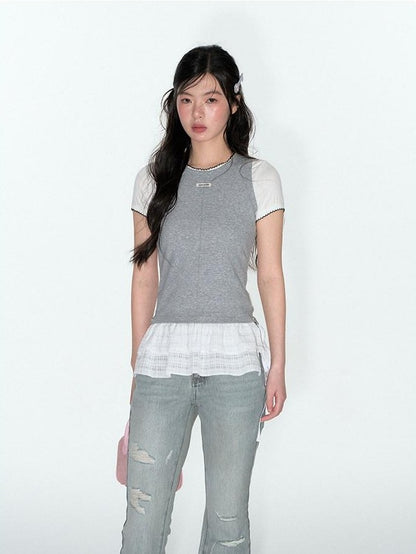 NAPSNAPS Sweet Detachable Lace Spliced Racerback Women&