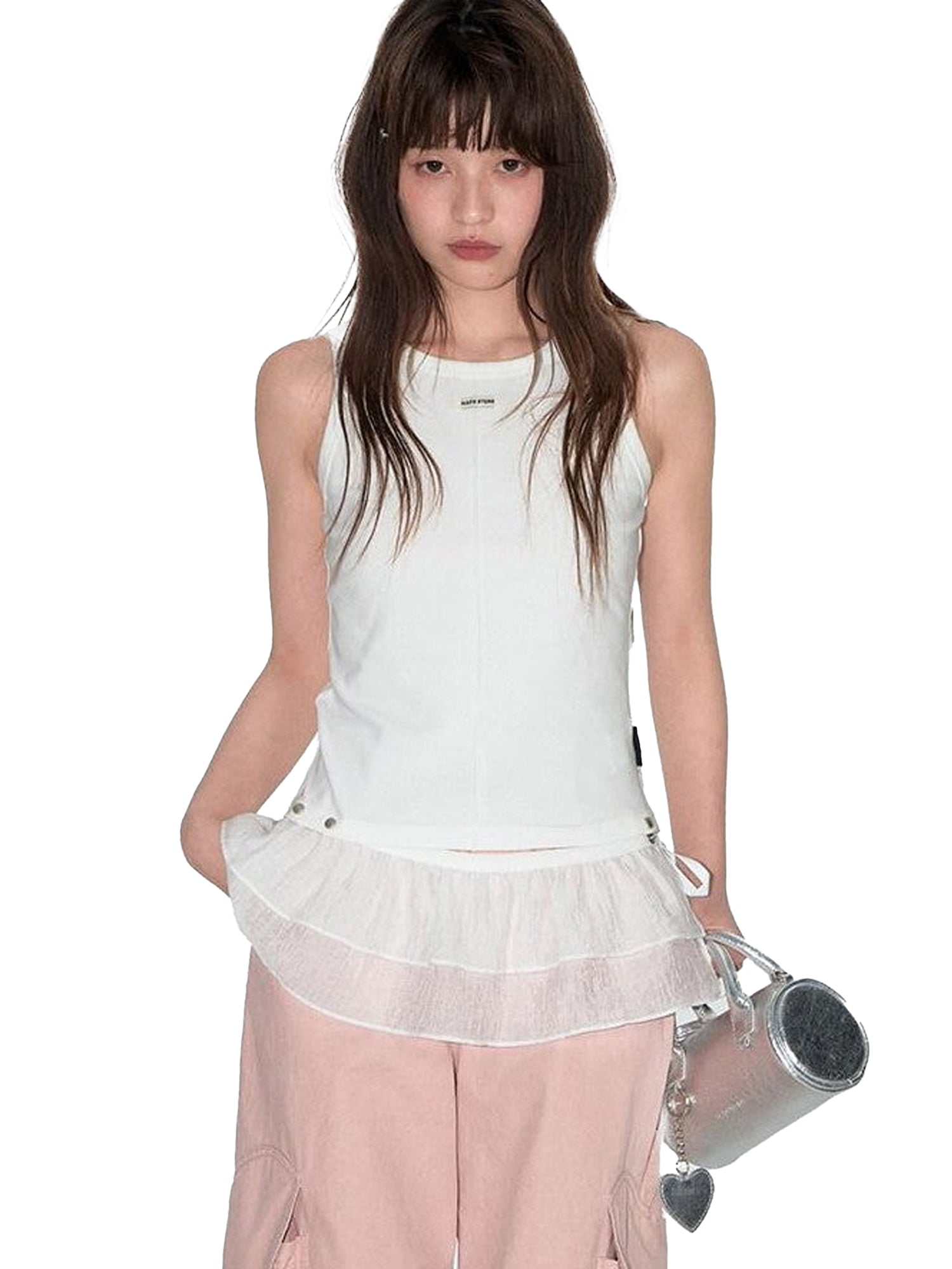NAPSNAPS Sweet Detachable Lace Spliced Racerback Women&