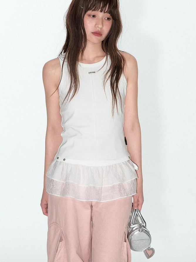 NAPSNAPS Sweet Detachable Lace Spliced Racerback Women&