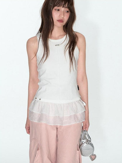 NAPSNAPS Sweet Detachable Lace Spliced Racerback Women&
