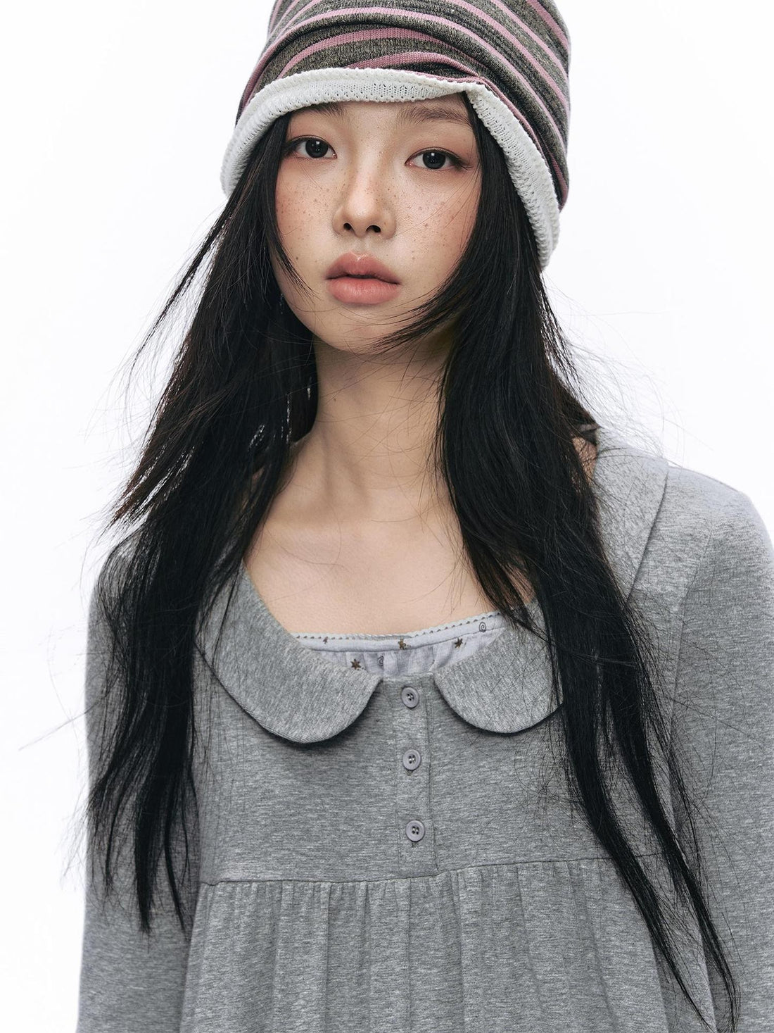 NAPSNAPS Sweet Faux Two Piece Doll Collar Knit Women&