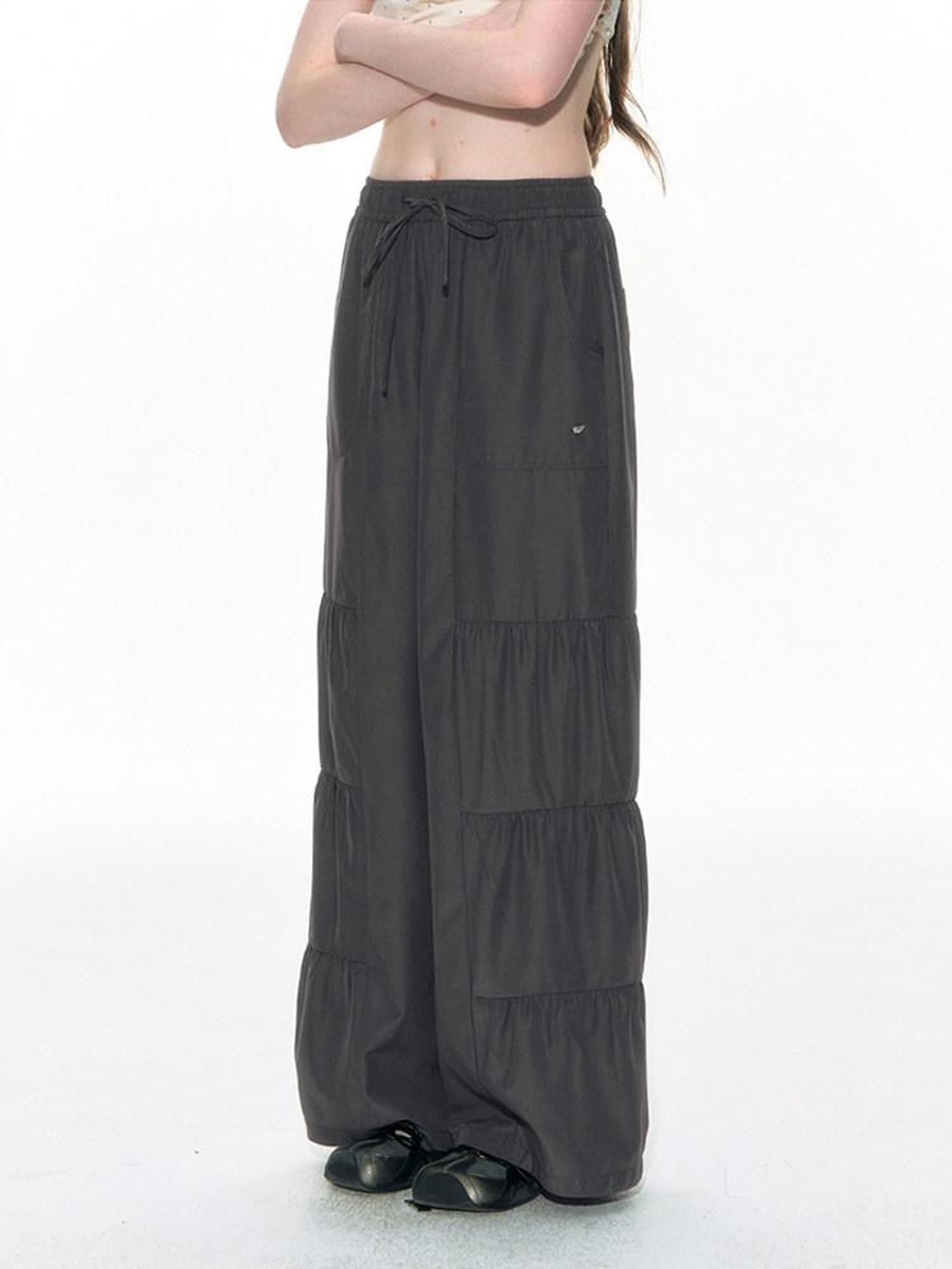 NAPSNAPS Taupe Pleated Drawstring Pocket Sunproof Women&