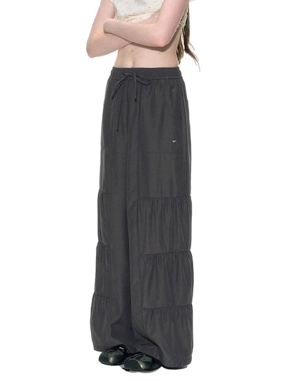 NAPSNAPS Taupe Pleated Drawstring Pocket Sunproof Women&