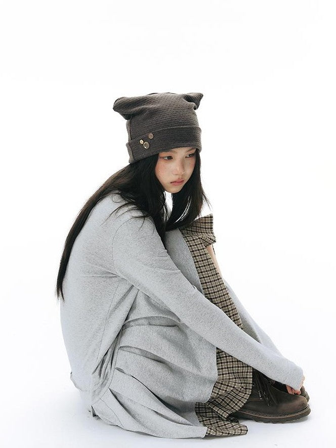 NAPSNAPS Textured Cat Ear High Top Slouchy Women&