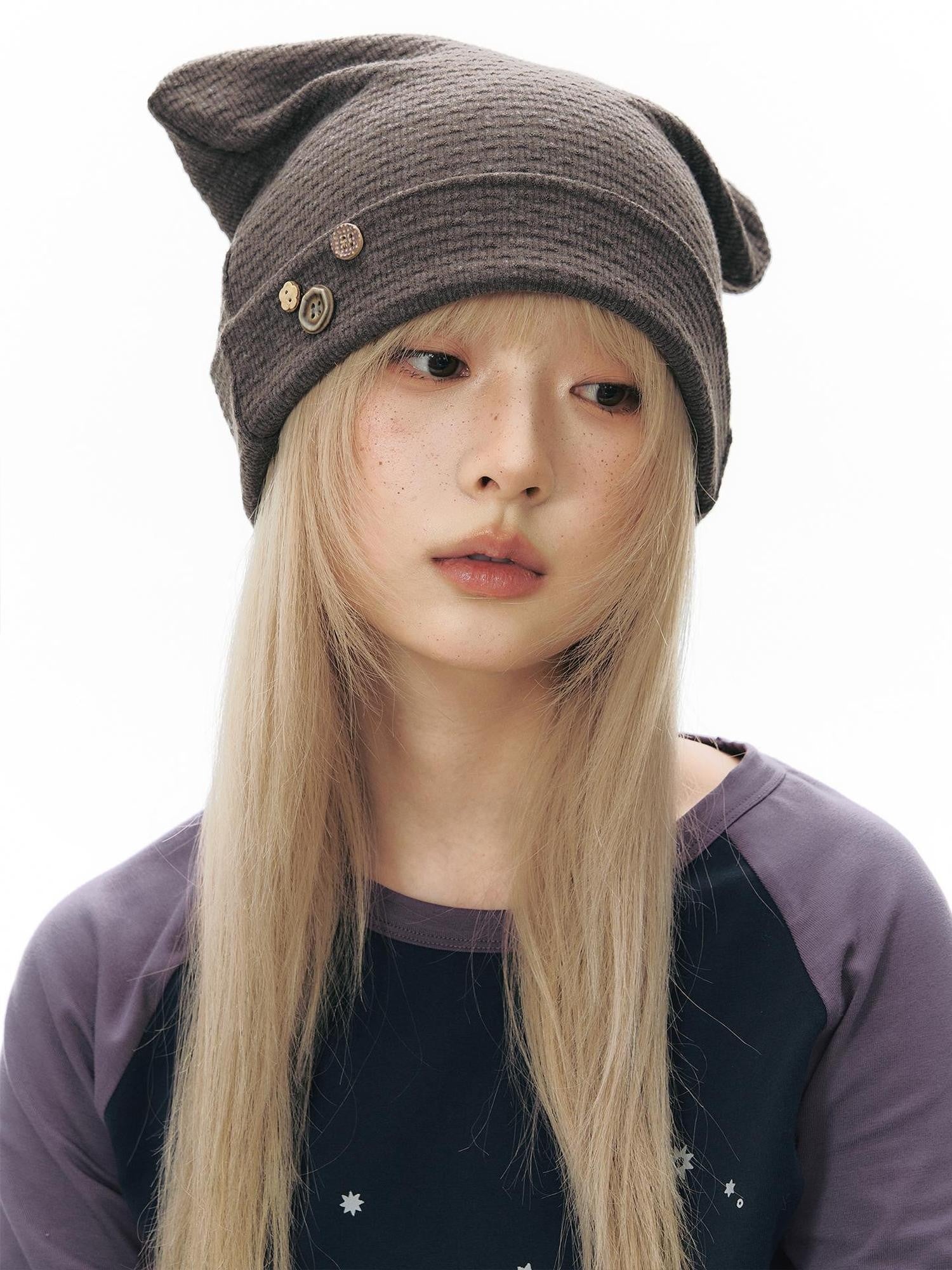 NAPSNAPS Textured Cat Ear High Top Slouchy Women&