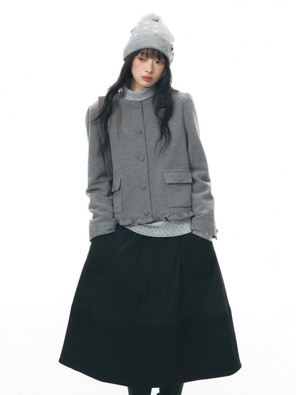 NAPSNAPS Textured Quilted A Line Flared Elastic Waist Women&