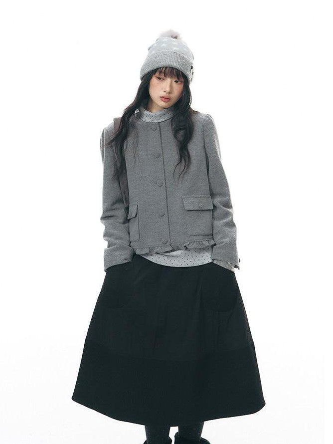 NAPSNAPS Textured Quilted A Line Flared Elastic Waist Women&