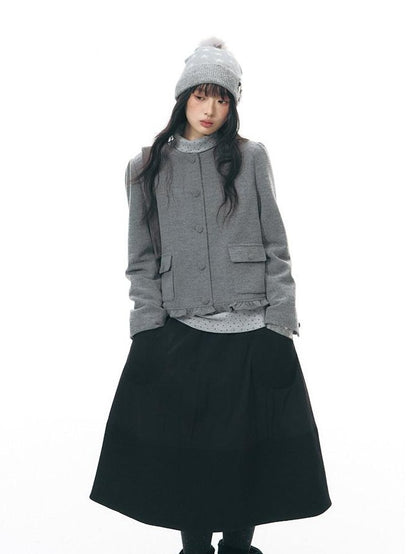 NAPSNAPS Textured Quilted A Line Flared Elastic Waist Women&